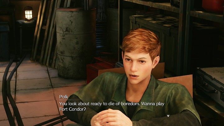 Polk wyjaśni Wam, że aby dostać się do budynku Shinra, będziecie potrzebować kart ID - Final Fantasy VII Remake Intermission: Gain Intel - solucja, opis przejścia - Final Fantasy VII Remake - poradnik do gry