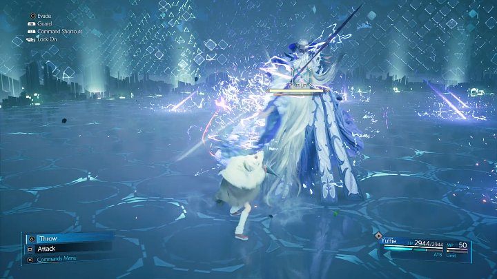 Po rzuceniu Levin Arrows Ramuh powinien przeteleportować się do Yuffie i zaczać uderzać swoim kosturem - wykona od jednego do aż trzech uderzeń - Final Fantasy VII Remake Intermission: Combat Simulator - solucja - Final Fantasy VII Remake - poradnik do gry