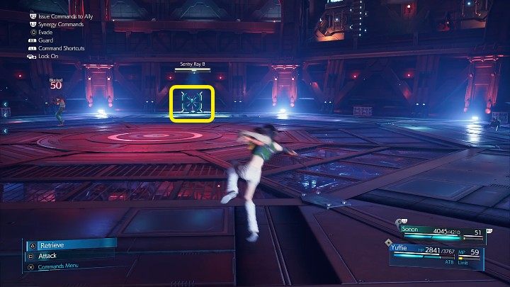 Po rozpoczęciu walki skupcie się na zniszczeniu wszystkich wieżyczek (Sentry Ray), które rozmieszczono dookoła areny - Final Fantasy VII Intermission: Scarlet/The Crimson Mare - boss, jak pokonać? - Final Fantasy VII Remake - poradnik do gry