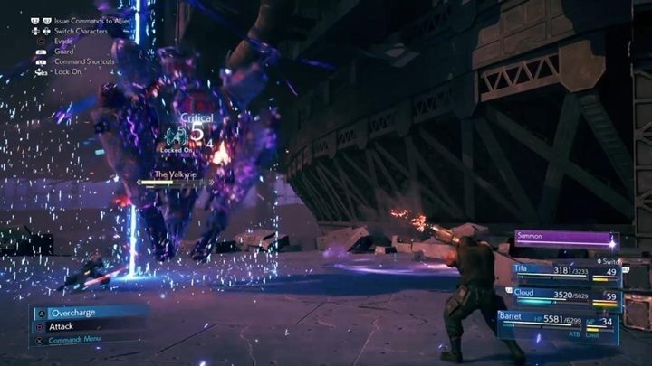 Od połowy walki, Valkyrie będzie również używała Limiter i przyzywała potężny laser, który uderza prosto z nieba - Final Fantasy VII Remake: Valkyrie - boss, walka - Final Fantasy VII Remake - poradnik do gry