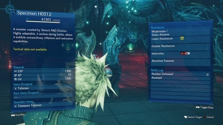 Specimen H0512 ma 42432 HP i nie posiada większych słabości (Weaknesses) - Final Fantasy VII Remake: Specimen H0512 - boss, walka - Final Fantasy VII Remake - poradnik do gry