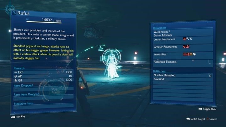 Darkstar ma 13056 HP, natomiast Rufus 14632 HP - Final Fantasy VII Remake: Rufus i Darkstar - bossowie, walka - Final Fantasy VII Remake - poradnik do gry