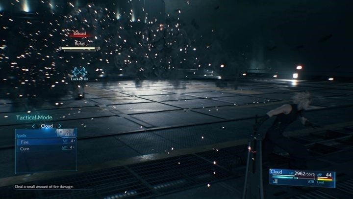 Rufus jest strzelcem i ciężko zranić go w konwencjonalnej walce - swojej szansy na wyrządzenie obrażeń szukaj w momencie, gdy przeciwnik używa Reload i ładuje swoje ataki - Final Fantasy VII Remake: Rufus i Darkstar - bossowie, walka - Final Fantasy VII Remake - poradnik do gry