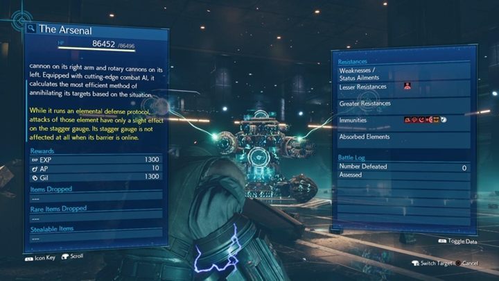 Starcie z bossem Arsenal (86496 HP) to jedna z najcięższych i najbardziej nużących walk w całej grze, a do tego jest podzielona na kilka faz - Final Fantasy VII Remake: Arsenal - boss, walka - Final Fantasy VII Remake - poradnik do gry
