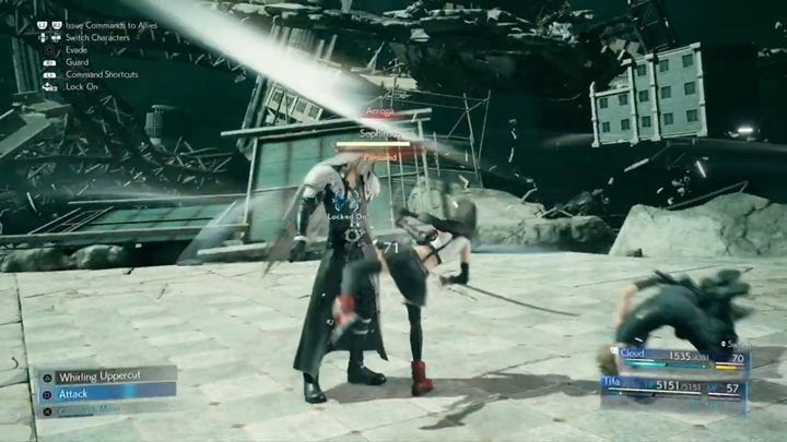 Po chwili dołączy do Ciebie pierwszy towarzysz - zależnie od wyborów w grze, będzie to Aerith lub Tifa - Final Fantasy VII Remake: Sephiroth - boss, walka - Final Fantasy VII Remake - poradnik do gry