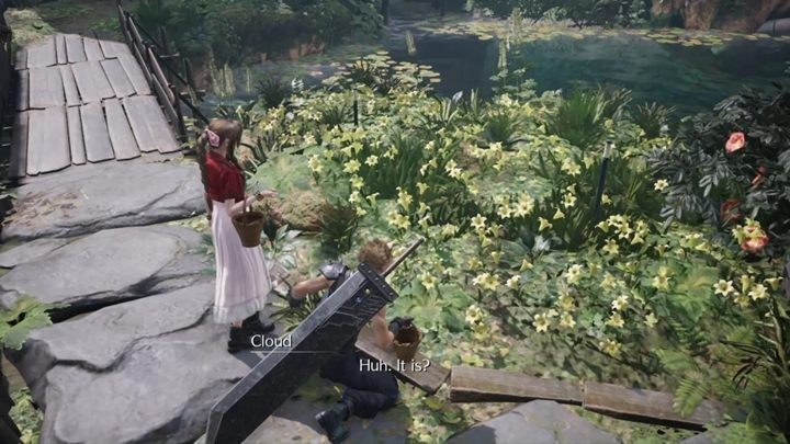 Poczekaj na dole, aż Aerith wróci z koszykami - Final Fantasy VII Remake: Budding Bodyguard - solucja - Final Fantasy VII Remake - poradnik do gry