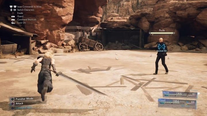 Idź w kierunku domu Aerith a spotkasz Rudea - kolejnego bossa i wysłannika polującego na Aerith - Final Fantasy VII Remake: Budding Bodyguard - solucja - Final Fantasy VII Remake - poradnik do gry