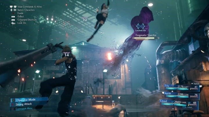 Biegnij przed siebie i dołącz do Tify i Barreta, by wspomóc ich w walce z Enigmatic Spectre, których możesz pamiętać z czwartego rozdziału gry FF7 Remake - Final Fantasy VII Remake: Fight for the Survival - solucja - Final Fantasy VII Remake - poradnik do gry
