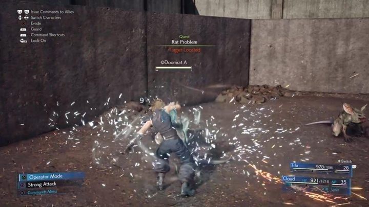 Po pokonaniu szczurów, musisz wycofać się z tego obszaru na chwilę i wrócić tu po pewnym czasie, gdy pojawi się druga fala gryzoni - Final Fantasy VII Remake: Rat Problem - solucja, quest - Final Fantasy VII Remake - poradnik do gry