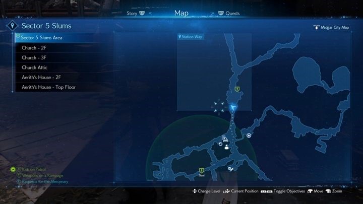 Na powyższym obrazku zaznaczono lokalizację drugiego dziecka - Final Fantasy VII Remake: Kids on Patrol, solucja, quest - Final Fantasy VII Remake - poradnik do gry