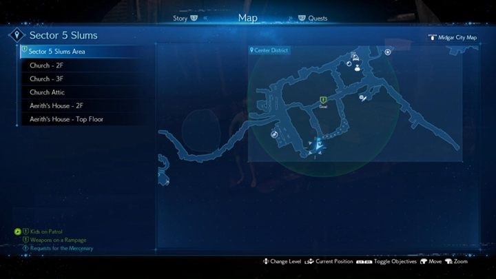 W miejscu zaznaczonym na powyższym obrazku znajdziesz trzecie dziecko - Final Fantasy VII Remake: Kids on Patrol, solucja, quest - Final Fantasy VII Remake - poradnik do gry