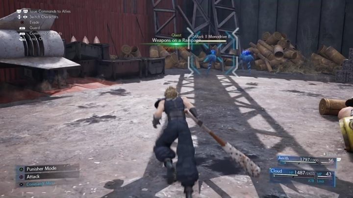 Szwankujące bronie Shinry grasują po okolicy i ktoś musi się z nimi rozprawić - Final Fantasy VII Remake: Weapons on a Rampage, solucja, quest - Final Fantasy VII Remake - poradnik do gry