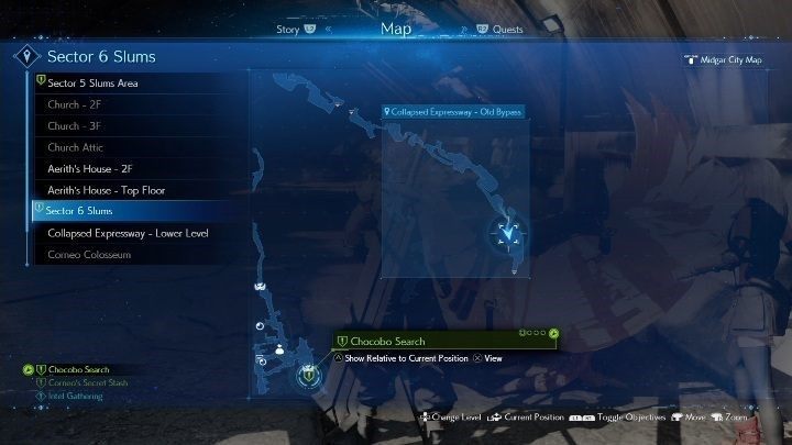 Pierwszy Chocobo czeka na Ciebie w Sector 6 Slums - Collapsed Expressway - Old Bypass - Final Fantasy VII Remake: Chocobo Search, solucja, quest - Final Fantasy VII Remake - poradnik do gry