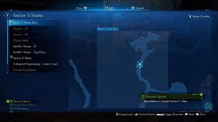 Trzeci Chocobo czeka na Ciebie w Sector 5 Slums Area - Nuts n Bolts Hils - Final Fantasy VII Remake: Chocobo Search, solucja, quest - Final Fantasy VII Remake - poradnik do gry