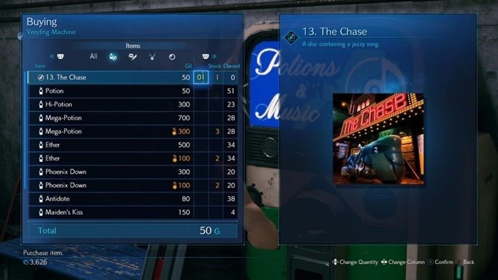 Komentarz: do kupienia w Vending Machine w kanałach w rozdziale 14 In Search of Hope - Final Fantasy VII Remake: Music Collection - płyty, spis, jak znaleźć wszystkie - Final Fantasy VII Remake - poradnik do gry