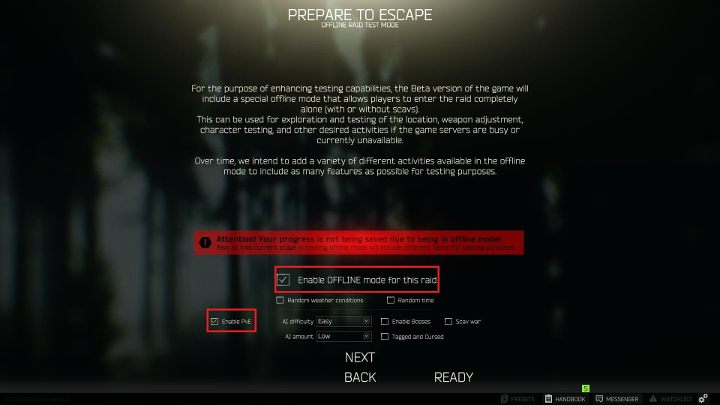 Powyższe opcje pozwalają na zabawę w trybie offline z botami. - Jak grać w trybie offline w Escape from Tarkov? - Escape from Tarkov - poradnik do gry