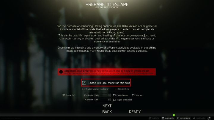 Wystarczy zaznaczyć powyższą opcję, by grać w trybie offline. - Escape from Tarkov - poradnik do gry
