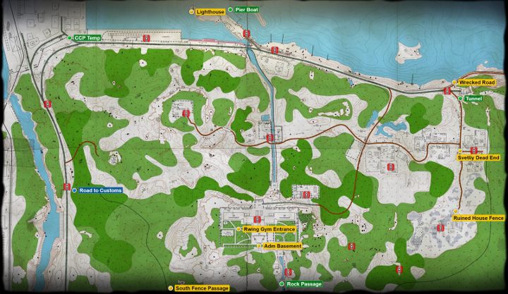 Z powyższej mapy możesz odczytać wszystkie punkty ucieczki z lokacji Shoreline w Escape from Tarkov - Jak i gdzie znaleźć punkty wyjścia w Escape from Tarkov? - Escape from Tarkov - poradnik do gry
