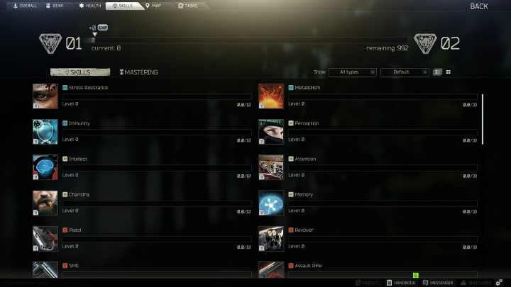 W grze funkcjonuje kilkadziesiąt różnych umiejętności. - Porady dla początkujących w Escape from Tarkov - Escape from Tarkov - poradnik do gry