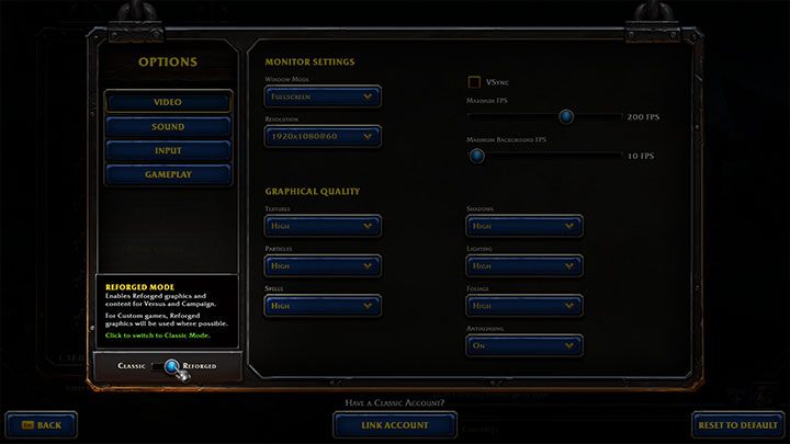 Przełączanie ustawień graficznych jest w opcjach gry. Następnie zakładka grafika (video), a następnie przełącznik w dolnym, lewym rogu. - Wymagania sprzętowe Warcraft 3 Reforged - Warcraft 3 Reforged - poradnik do gry