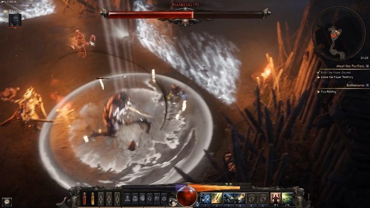 Skok - podstawowym atakiem przeciwnika jest przeskok, który nie tylko umożliwia mu szybką zmianę pozycji, ale również ogłuszenie bohatera - Naarlog | Boss w grze Wolcen - Wolcen Lords of Mayhem - poradnik do gry