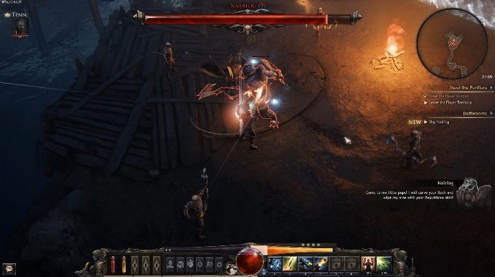 Zamachy - przeciwnik co jakiś czas wykonuje kilka zamachów, które mają spory zasięg - Naarlog | Boss w grze Wolcen - Wolcen Lords of Mayhem - poradnik do gry