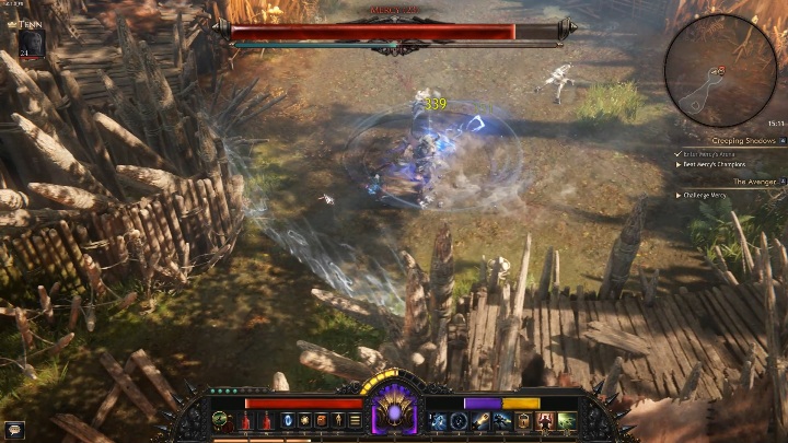 Mercy potrafi również szybko się kręcić wraz ze swoją bronią - Mercy | Boss w grze Wolcen - Wolcen Lords of Mayhem - poradnik do gry