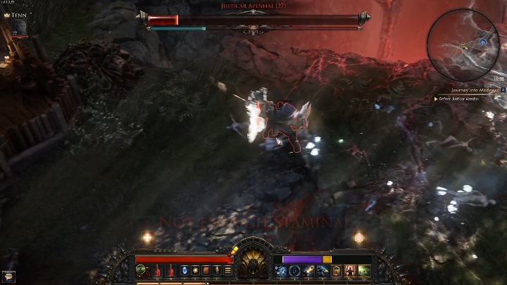 Justicar Azenhal może Cię zablokować oraz ogłuszyć swoją tarczą - Justicar Azenhal | Boss w grze Wolcen - Wolcen Lords of Mayhem - poradnik do gry