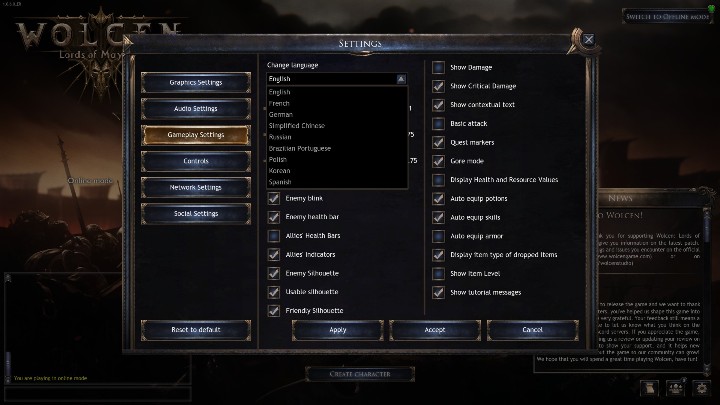 Wybierz język, który Cię interesuje - Jak zmienić język w grze w Wolcen? - Wolcen Lords of Mayhem - poradnik do gry