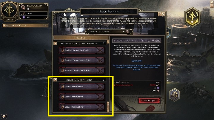 Pierwsze kadzidło zdobędziesz, wykonując projekty Echo Pamięci, na Mrocznym Rynku - Czym są kadzidła w Wolcen? - Wolcen Lords of Mayhem - poradnik do gry