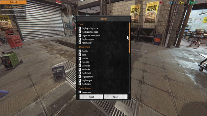 Zdjęcie przedstawia domyślne sterowanie w grze. - Sterowanie w Tank Mechanic Simulator - Tank Mechanic Simulator - poradnik do gry