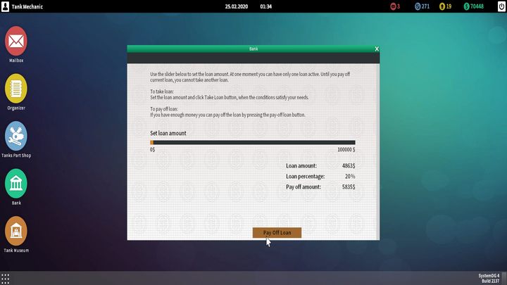 Pożyczkę możesz uzyskać z poziomu tabletu lub komputera. - Pożyczki w Tank Mechanic Simulator - Tank Mechanic Simulator - poradnik do gry