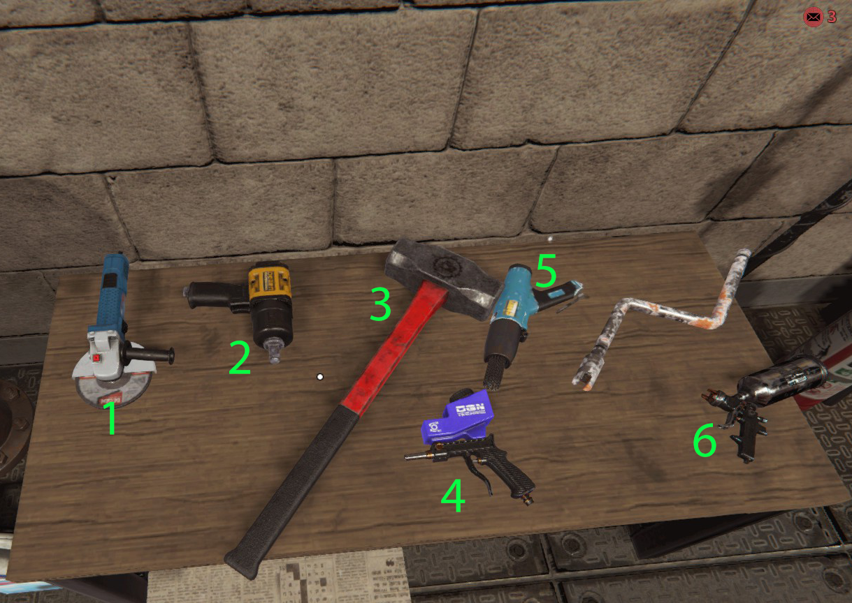 Wszystkie narzędzia znajdują się na stole przy kanale. - Naprawa czołgów w Tank Mechanic Simulator - Tank Mechanic Simulator - poradnik do gry