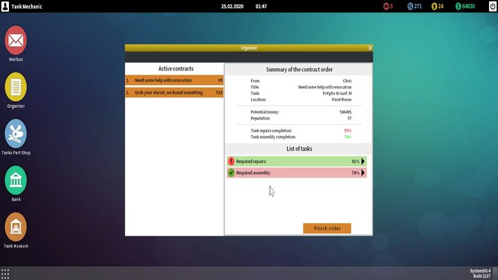 To tutaj możesz sprawdzić, czy możesz oddawać pojazdy zleceniodawcom. - Naprawa czołgów w Tank Mechanic Simulator - Tank Mechanic Simulator - poradnik do gry