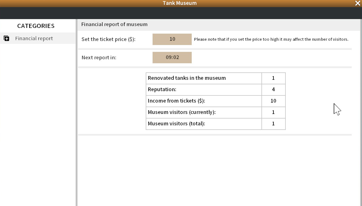 W małym zakresie gra umożliwia wgląd w statystyki Twojego muzeum. - Zarządzanie muzeum w Tank Mechanic Simulator - Tank Mechanic Simulator - poradnik do gry