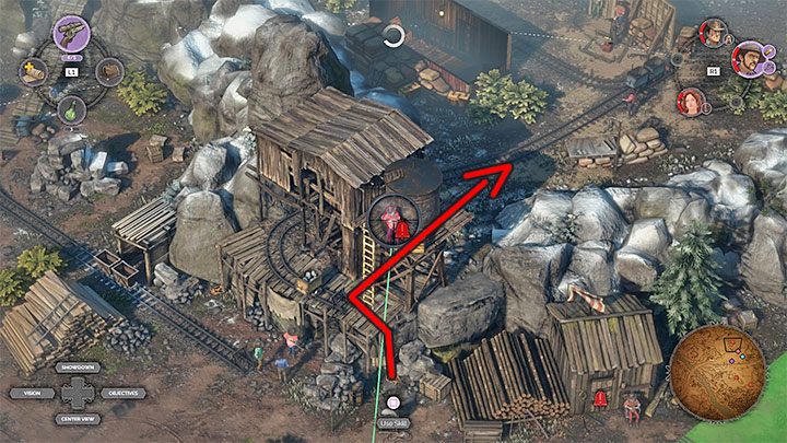 Podczas czyszczenia opisywanego terenu uważaj na drugiego snajpera z pobliskiej wieży (M6,15) - Desperados 3: Wariant 2 - Znajdź dynamit w kamieniołomie, 6 Misja - solucja - Desperados 3 - poradnik do gry