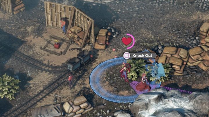 W głównej części kamieniołomu (M6,2) warto zacząć korzystać z usług Kate po to żeby odciągać pojedynczych przeciwników od głównego obszaru i eliminować ich po tym jak dotrą do krzaków lub do jednej z bocznych ścieżek - Desperados 3: Wariant 2 - Znajdź dynamit w kamieniołomie, 6 Misja - solucja - Desperados 3 - poradnik do gry