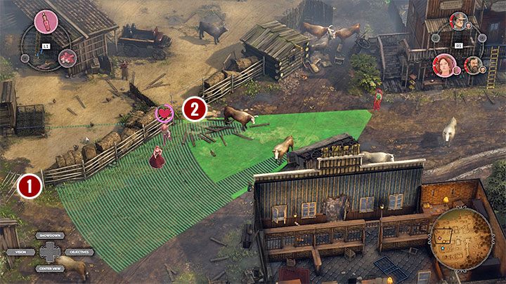 Gra nie pozwoli ci dotrzeć do łodzi w linii prostej, a to dlatego, że przy głównych przejściach prowadzących do doków (M8,6) znajdują się barykada oraz zwierzęta hodowlane - Desperados 3: Wydostań się łodzią z miasteczka, 8 Misja - solucja - Desperados 3 - poradnik do gry