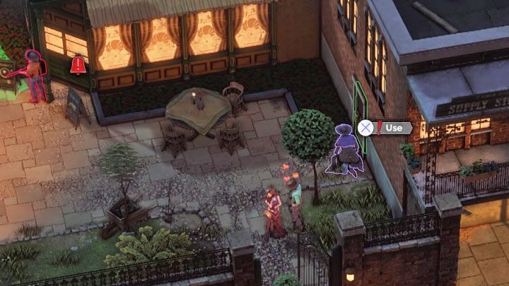 Dobrym sposobem na rozpoczęcie oczyszczania tej lokacji jest skorzystanie z umiejętności Kate po to żeby umożliwić McCoyowi dotarcie do pokazanych na obrazku bocznych drzwi - Desperados 3: Sprawdź 3 podejrzanych - solucja, opis przejścia - Desperados 3 - poradnik do gry