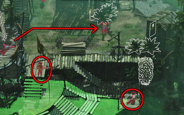 Nie śpiesz się z wysyłaniem swoich ludzi na prawo od statku, bo okolicę tę pilnuje kilku przeciwników - Desperados 3: Zinfiltruj i podpal Królową, 11 Misja - solucja, opis przejścia - Desperados 3 - poradnik do gry