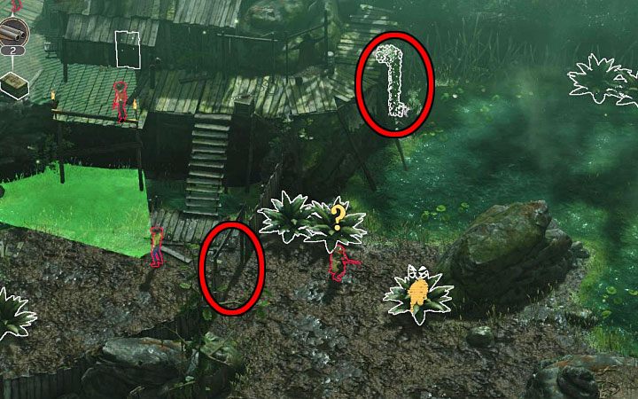 Do południowej części wioski prowadzą dwa główne przejścia (M11,6) - zaznaczyliśmy je na dołączonym obrazku - Desperados 3: Dotrzyj wszystkimi bohaterami do wioski, 11 Misja - solucja - Desperados 3 - poradnik do gry