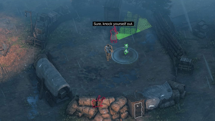 Siódmy Long Coat stacjonuje w pobliżu kurnika (Chicken Coop) (M5,8) znajdującego się niedaleko chatki drwali i głównego placu - Desperados 3: Zabij Long Coats, 5 Misja - solucja, opis przejścia - Desperados 3 - poradnik do gry