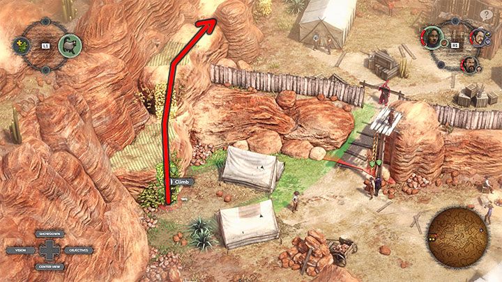 Twój nadrzędny cel to dotarcie do górnego obozu (M13,2) z zamiarem odzyskania straconych elementów wyposażenia - Desperados 3: Odzyskaj swój sprzęt - solucja, opis przejścia - Desperados 3 - poradnik do gry