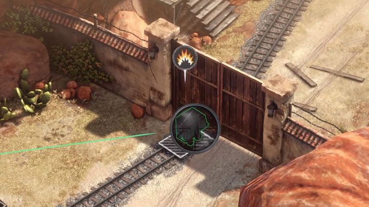 Doprowadź wagonik aż do zamkniętej bramy (M13,17) - Desperados 3: Uwolnij Kate i Coopera, zdetonuj wagonik - solucja, opis przejścia - Desperados 3 - poradnik do gry