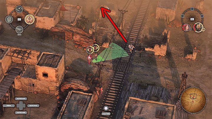 Zbliżenie się do wozu od południa byłoby bardzo problematyczne - Desperados 3: Zablokuj tory kolejowe - solucja, opis przejścia - Desperados 3 - poradnik do gry