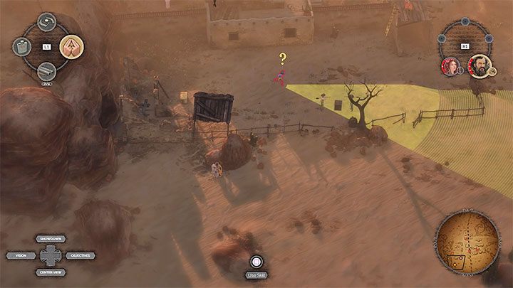 Obejście gospodarstwa ma na celu dotarcie do sąsiadującego z nim pustynnego obszaru (M14,14) - Desperados 3: Zablokuj tory kolejowe - solucja, opis przejścia - Desperados 3 - poradnik do gry