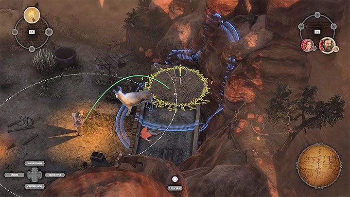 Pozbycie się wrogów ze środkowej części gospodarstwa (M14,5) było wymagane do tego żeby móc wejść w interakcję z ogniskiem i zdobyć pochodnię - Desperados 3: Zablokuj tory kolejowe - solucja, opis przejścia - Desperados 3 - poradnik do gry