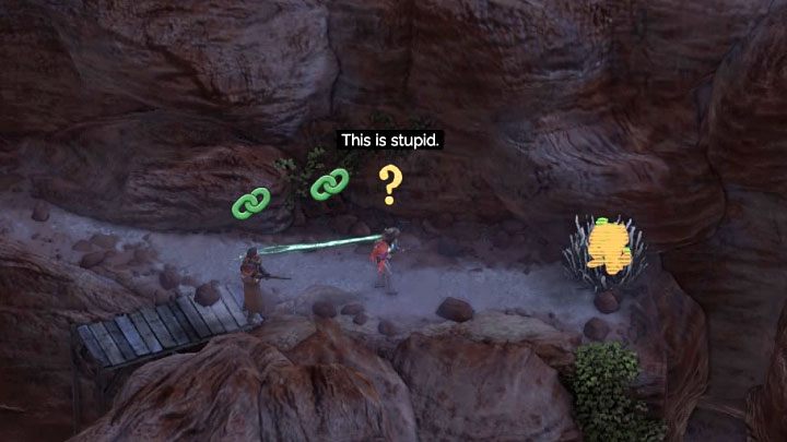 Hector i Isabelle rozpoczynają przy wodzie (M15,2) i muszą podróżować wzdłuż klifu sąsiadującego z hacjendą Devitta - Desperados 3: Odwróć uwagę gości urządzeniem z ogrodów - solucja, opis przejścia - Desperados 3 - poradnik do gry