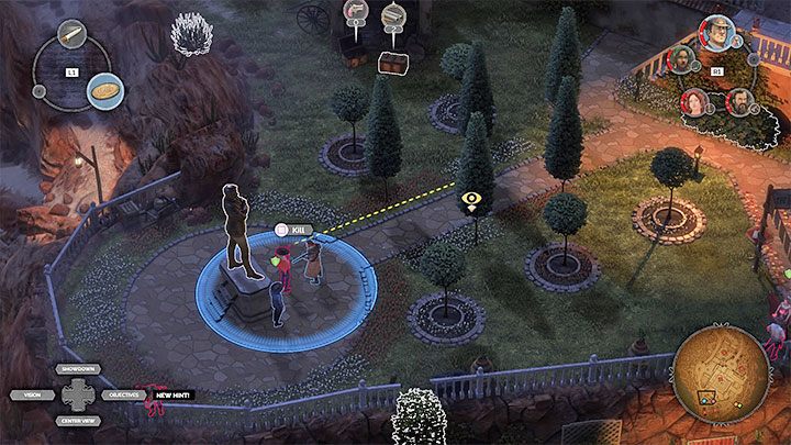 Zadaniem drużyny jest doprowadzenia do zapalenia się dużej żarówki w tylnych ogrodach (M15,16) - Desperados 3: Odwróć uwagę gości urządzeniem z ogrodów - solucja, opis przejścia - Desperados 3 - poradnik do gry