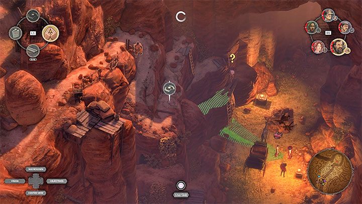 Musisz zejść do kanionu i po obu stronach znajdują się ścieżki prowadzące na dół (M16,3) - Desperados 3: Zdobądź przebranie - solucja, opis przejścia - Desperados 3 - poradnik do gry